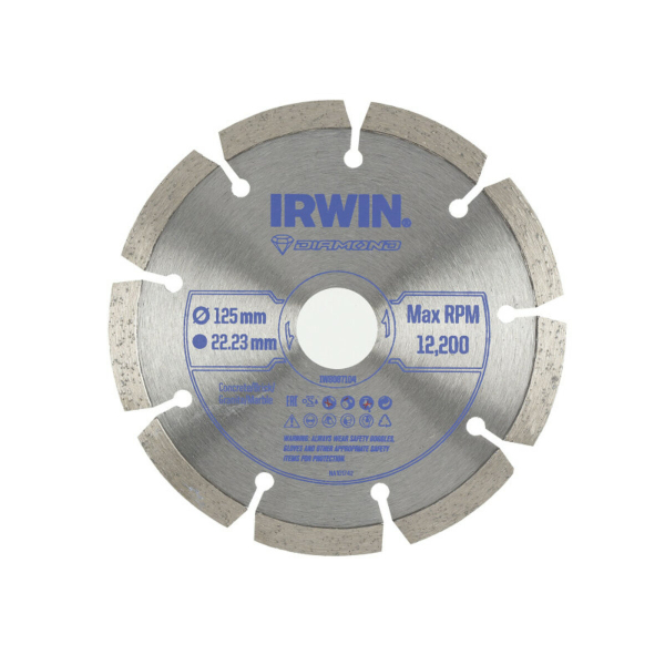 Диск отрезной алмазный сегментный IRWIN по бетону кирпича гранита и мрамора 125x22.2 мм