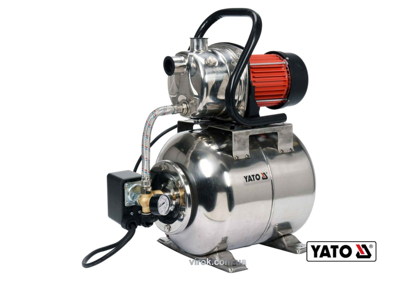 Насосна станція (Гідрофор) мережева YATO: 1200 Вт, 4000 л/год, Ø= 1", 19 л, глиб.- 9м, вис.- 50м [1]