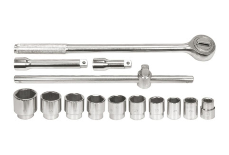 Набір головок торцевих VOREL : квадрат 3/4", М22-50 мм з тріщаткою та воротком [14 Од.] [2]