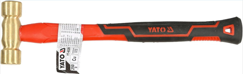 Молоток з мідним обухом YATO m= 250 г, скловолокниста ручка [6/48]