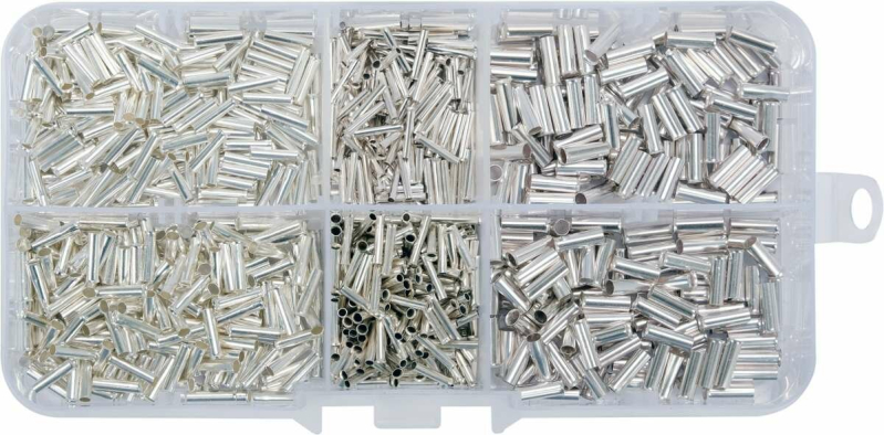 Набір наконечників для кабеля без ізоляції YATO : 6 різних розмірів, 1000 шт, в футлярі [100]