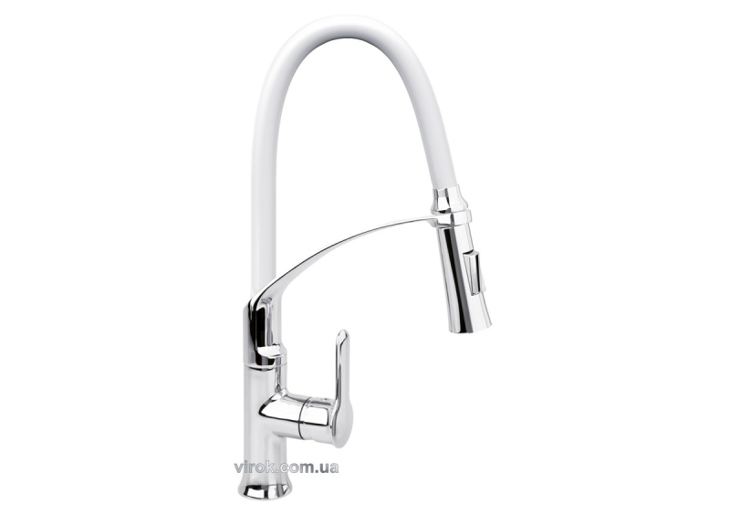 Змішувач води FALA "FLEXIBLE-2" для раковини з гнучкою білою лійкою, регулюв. потоку води, l= 60 см