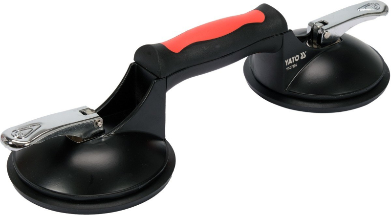 Присоски для монтажу скла YATO: 2 чашки Ø= 125 мм, m= 120 кг, 245х 125х 7 мм