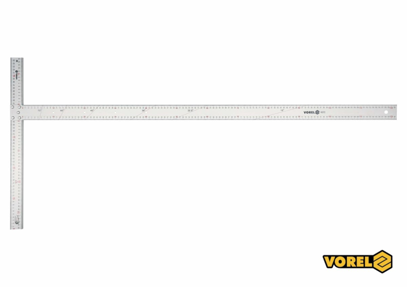 Кутник алюмінієвий VOREL : 1200 х 390 мм, з розмітками кутів 15-75° [2/10]