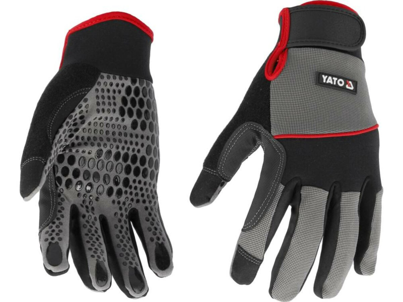 Рукавиці робочі з протиковзними надолониками YATO: штучна шкіра, поліуретан, спандекс, розмір 11