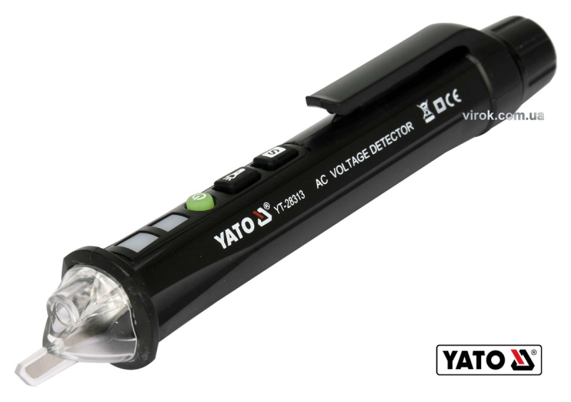 Індикатор напруги мережі індуктивний безконтактн YATO: 12/48-1000 В, з ліхтарем, живл. 2 х ААА [120]