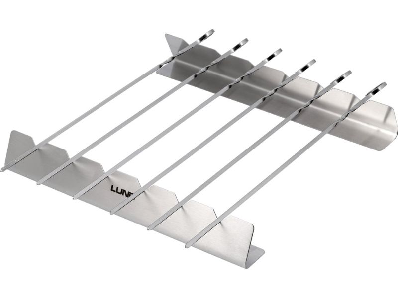Подставка для шампуров под шашлык LUND на 6 шампуров, 300x37x45 мм, шип l=310 мм, w=5 мм (99840)