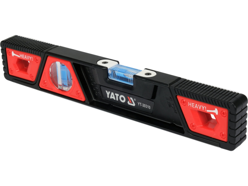 Рівень ударостійкий з магнітами YATO: L= 30 см. 2 капсули в алюмінієвому корпусі