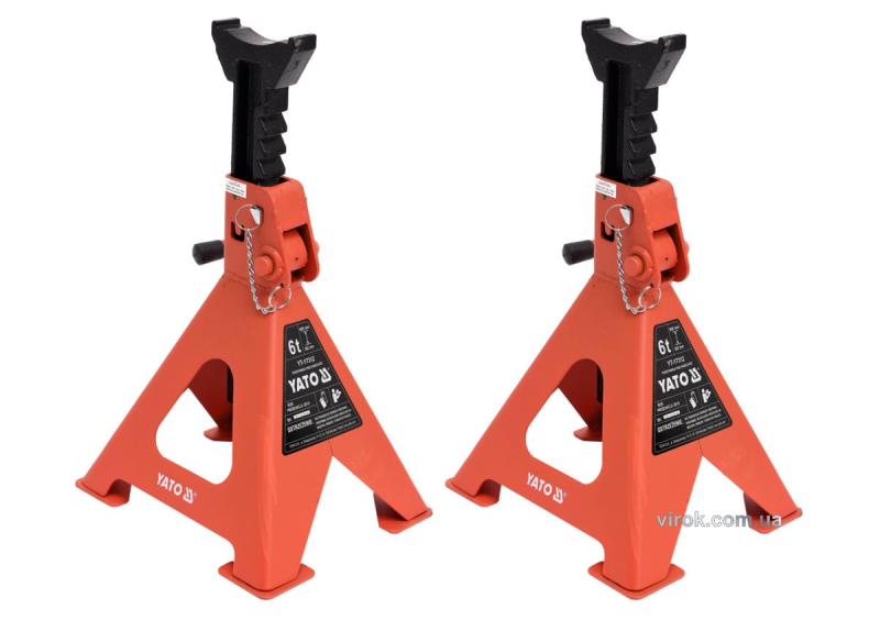 Підставки під автомобіль YATO, для навантаження до 6 т, висотою 382-600 мм, 2 шт.
