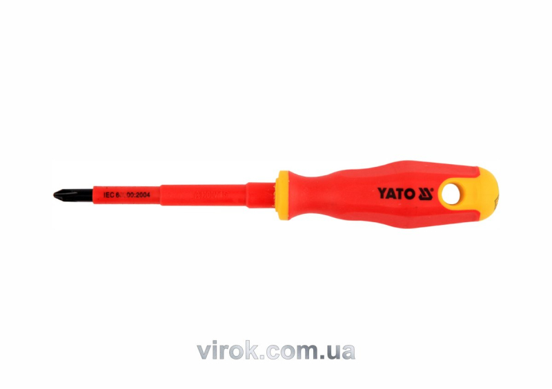 Викрутка хрестова діелектрична ізольована YATO : PH2 x 100 мм. VDE до 1000V [12/120]