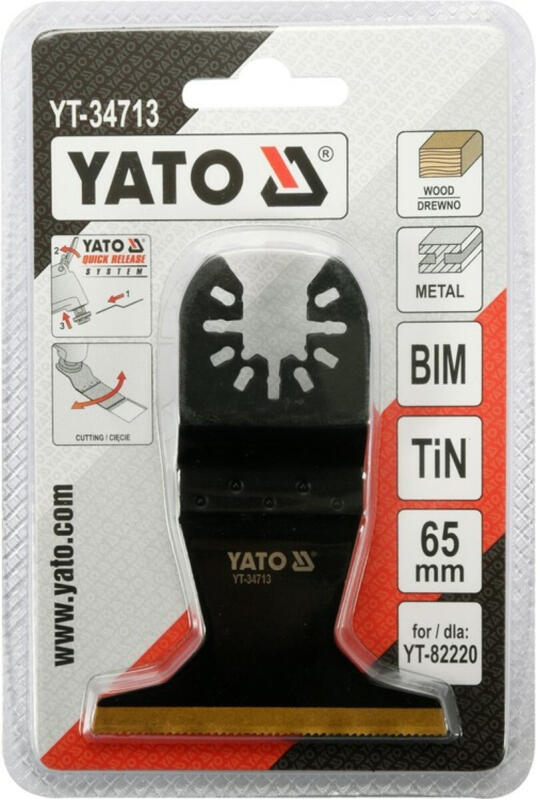 Полотно-насадка режущее биметалл для реноватора YT-82220 YATO по дереву и металлу, l= 90мм, w= 65мм (YT-34713)