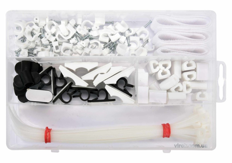 Гачки для кріплення кабелів VOREL, 124 шт.(DW)