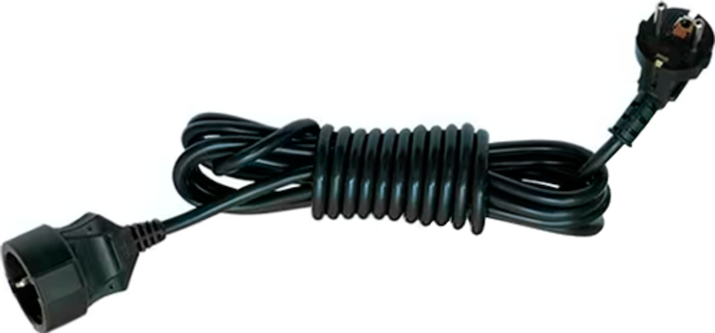 Подовжувач мережевий VIROK: l= 5 м, з 1 гніздом із заземленням, чорний(садовий)