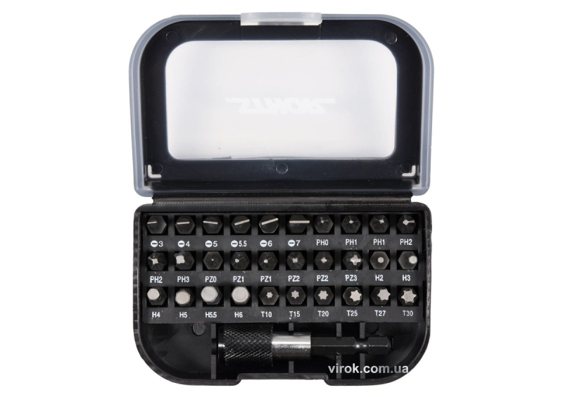 Насадки викруткові з тримачем STHOR Cr-V, з 6-гран. хвостов.- 1/4", l= 25 мм, наб. 31 елем. [10/30]