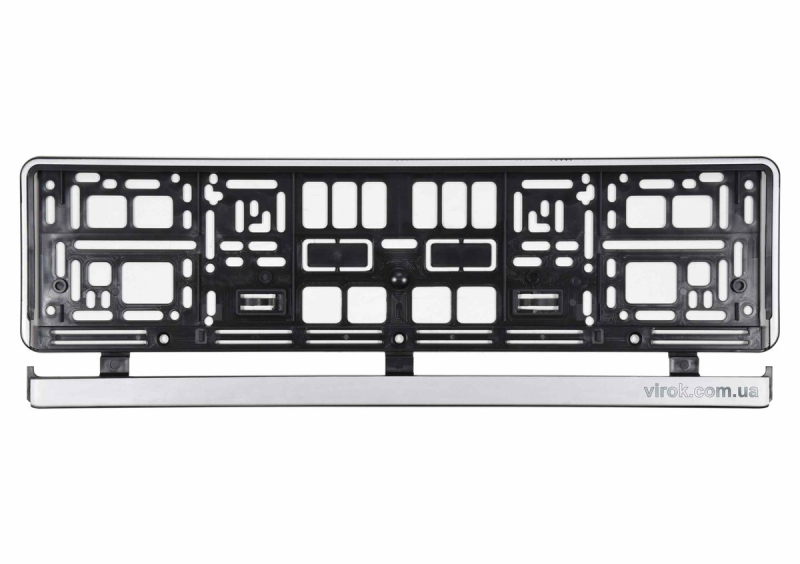 Рамка під номерний знак авто VOREL : срібна, 529 х 132 х 11 мм (пластикова) [50]