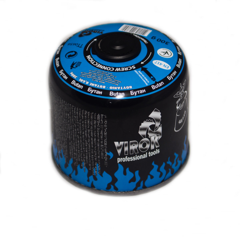 Балон газовий 1-разовий VIROK з різьбою (7/16) 300g/600ml. для плит/кемпінгу (EN417)