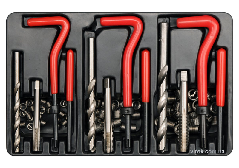 Набір для ремонту різьби YATO, М6х1,0, М8х1,25- 10,8 мм; М10х1,5-13,5 мм; 88 ел