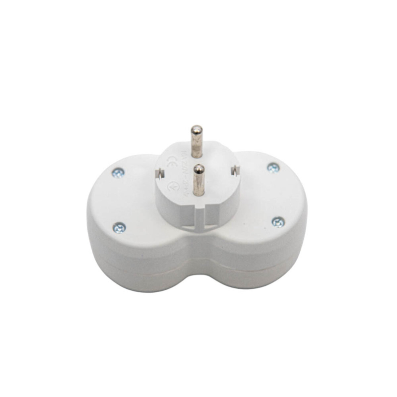 Вилка розгалужувальна електромережева ТМ VIROK на 2 гнізда 16А/250V з заземленням