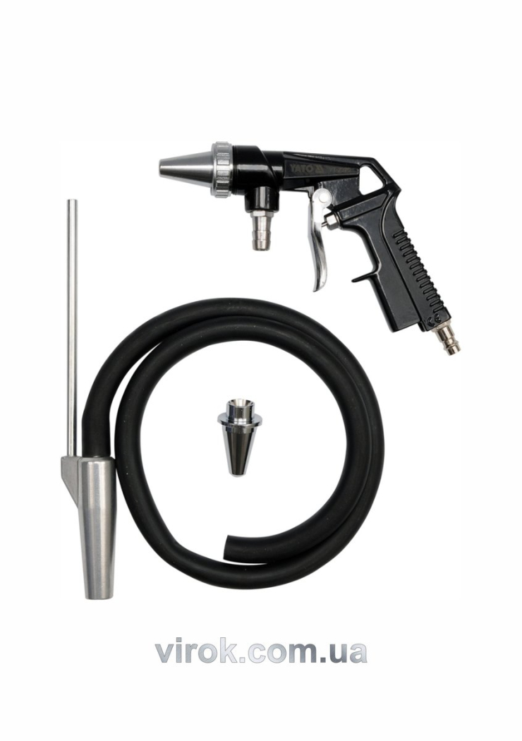 Пістолет піскоструйний зі шлангом YATO, на квадр. 1/4", Ø=6,3мм, 0,8MPa, l=1м