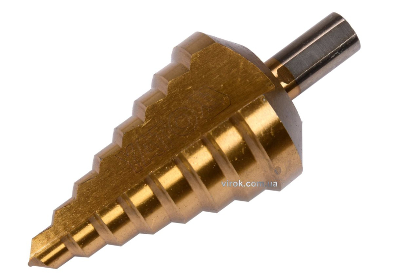 Свердло конічне ступінчасте титанове по металу YATO : Ø= 10-45 мм, HSS 4241, L= 100/75 мм [40]