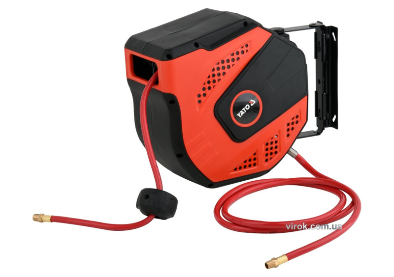 Шланг пневматичний ПВХ на котушці YATO з швидкоз'єдн. наконеч-ми 1/4", Ø=8мм, тиск- 20Bar, l=20м