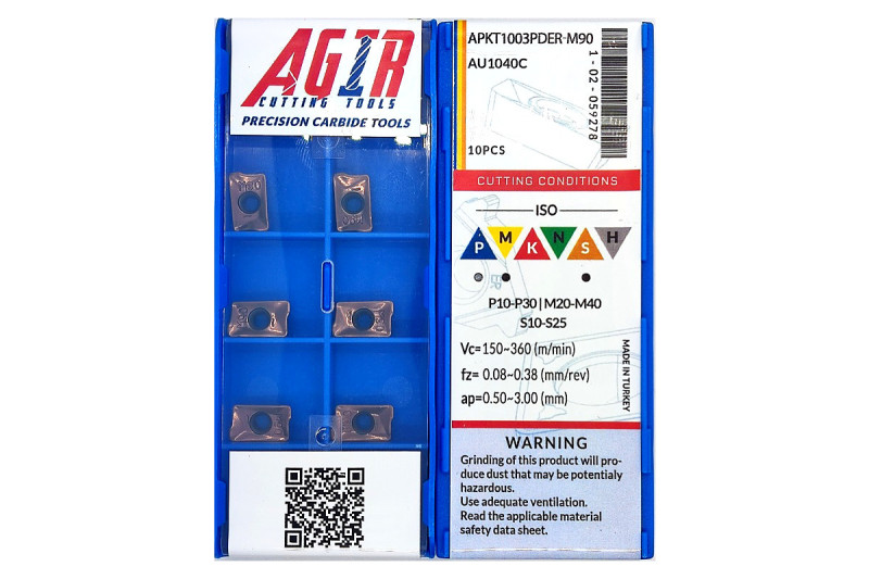 Твердосплавная пластина фрезерная по алюминию APKT 1003PDER-M90 AU1040C AGIR