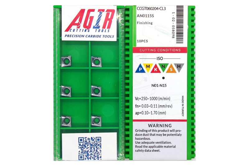 Твердосплавная пластина токарная по алюминию CCGT 060204-CL3 AN0115S AGIR