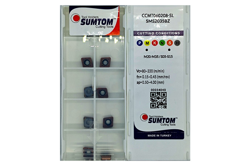Твердосплавная пластина токарная CCMT 060208-SL SMS2035BZ SUMTOM