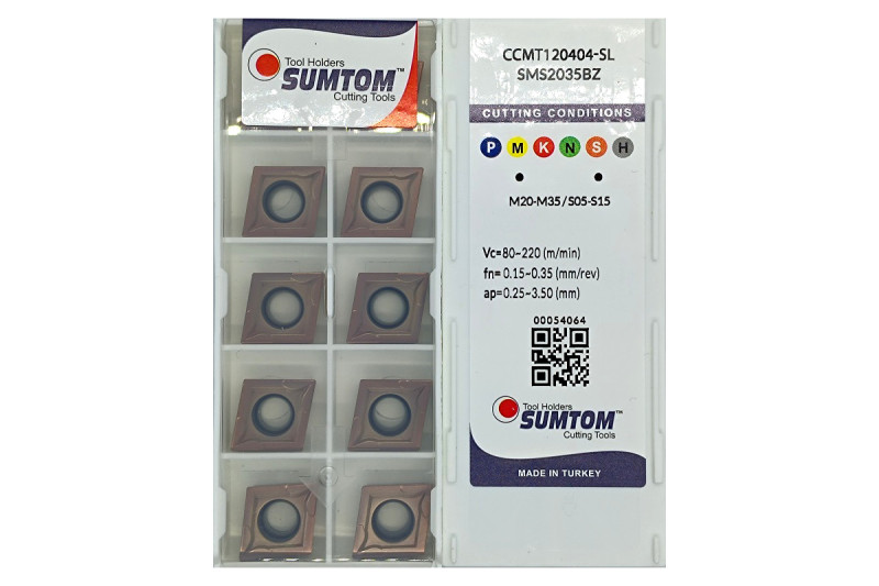 Твердосплавная пластина токарная CCMT 120404-SL SMS2035BZ SUMTOM