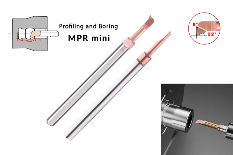 Різець-вставка твердосплавна MPR-mini-3-R0.2-D04-L22 HRC58 з покриттям TiSiN для розточування малих отворів AGIR