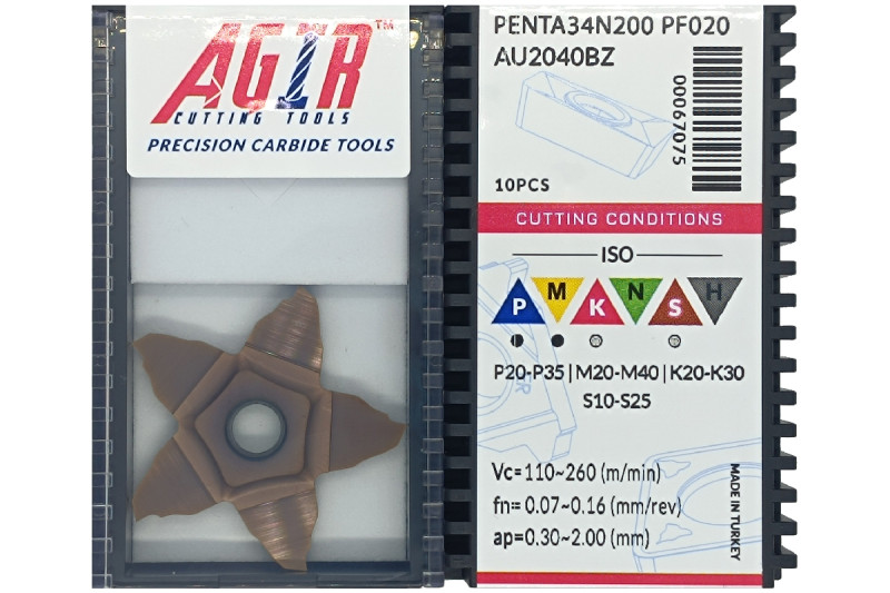 Твердосплавная пластина канавочная-отрезная PENTA 34N200 PF020 AU2040BZ AGIR