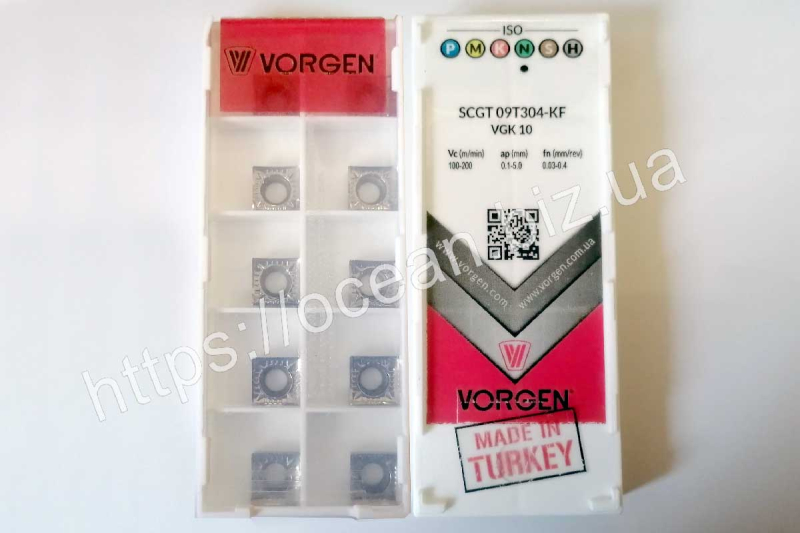 Твердосплавная пластина токарная по алюминию SCGT 09T304-KF VGK10 VORGEN