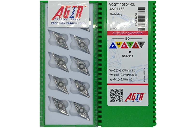 Твердосплавная пластина токарная по алюминию VCGT 110304-CL AN0115S AGIR