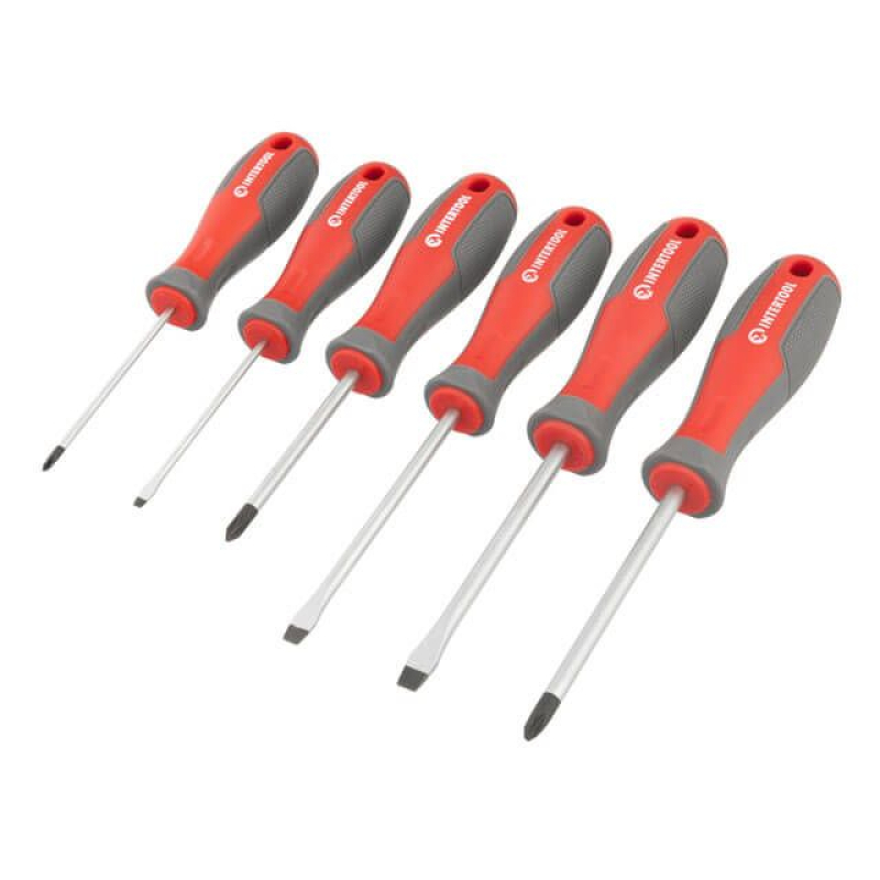 Набор отверток 6 ед (SL3.0*75 мм, SL5.0*100 мм, SL6.0*100 мм, PH0*75 мм, PH1*75 мм, PH2*100 мм) INTERTOOL VT-3346