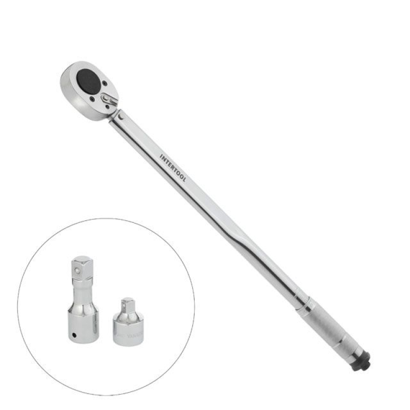 Динамометричний ключ 3/4" 70-420NM, перехідник 3/4"x1/2'', подовжувач 100 мм 3/4 XT-9010 INTERTOOL