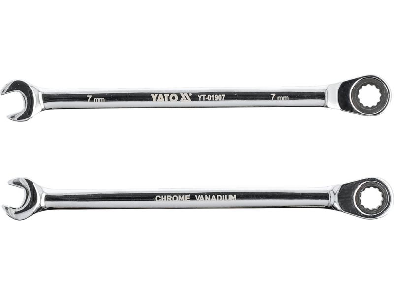 Ключ комбинированный с трещоткой 7 мм YATO YT-01907, 72 зуба, 130 мм, AS-DRIVE