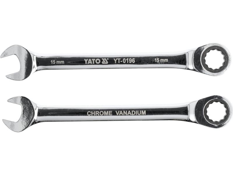 Ключ комбінований з тріскачкою 15 мм YATO YT-0196, 72 зуби, 200 мм