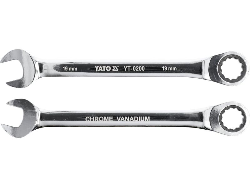 Ключ комбинированный с трещоткой 19 мм YATO YT-0200, 72 зуба, 245 мм