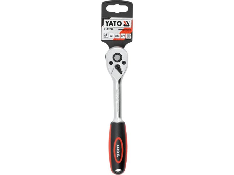 Трещотка 3/8" прямая YATO YT-03242, 90 зубьев, 63 Н·м