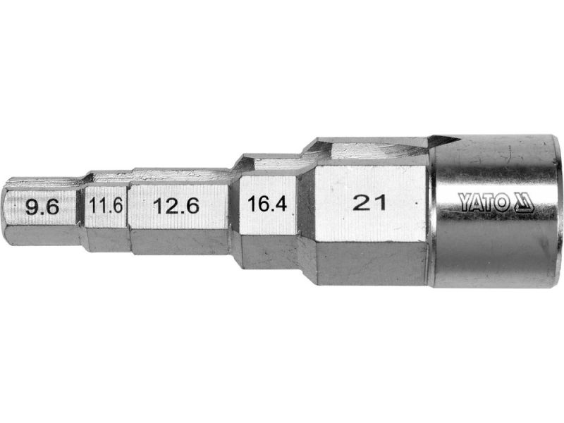 Ключ ступеневий YATO: головка з квадратом 1/2" до головок 3/8",29/68",1/2",21/32", 27/32",Cr-V (YT-03317)
