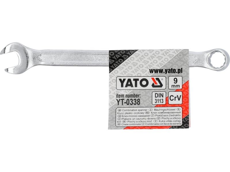 Ключ комбінований 9 мм YATO YT-0338, DIN 3113, CrV, 140 мм