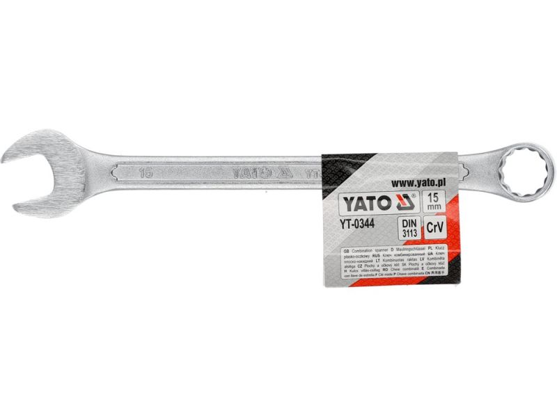 Ключ комбінований 15 мм YATO YT-0344, DIN 3113, CrV, 200 мм