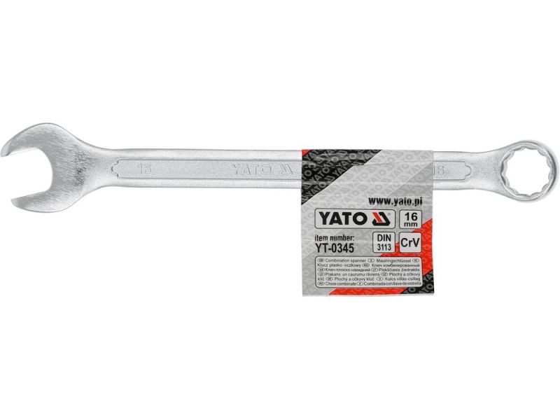 Ключ комбінований 16 мм YATO YT-0345, DIN 3113, CrV, 210 мм