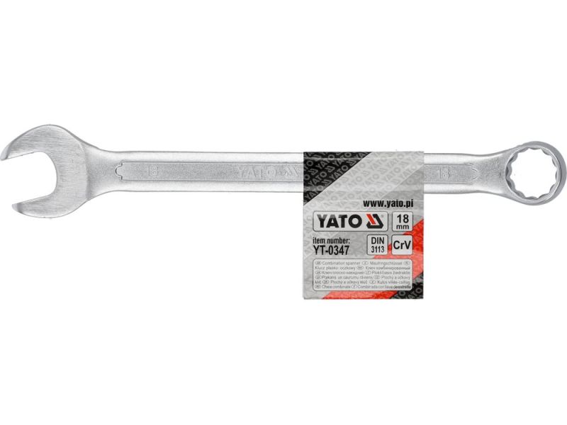 Ключ комбінований 18 мм YATO YT-0347, DIN 3113, CrV, 230 мм