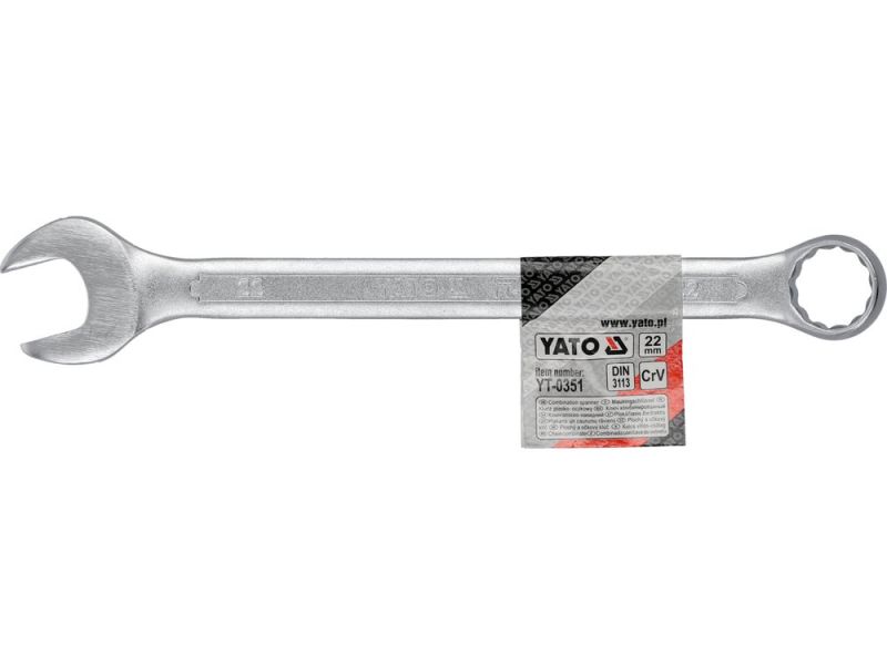 Ключ комбінований 22 мм YATO YT-0351, DIN 3113, CrV, 270 мм