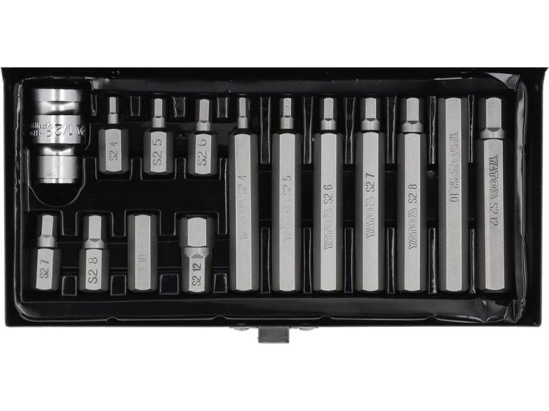 Набір біт HEX YATO YT-0413, адаптери 3/8" і 1/2", 15 шт