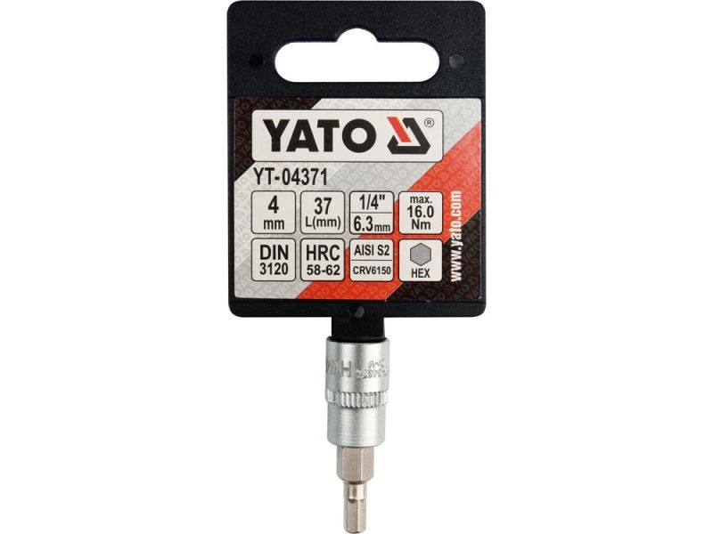 Головка торцева з викрутковою насадкою HEX YATO YT-04371, 1/4", H4 x 37 мм