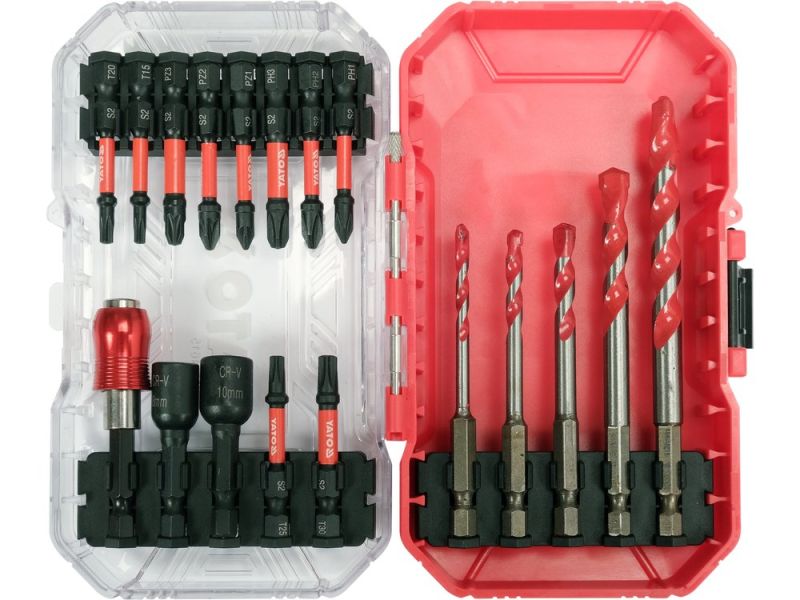 Набір ударних біт і свердел YATO YT-04615, 18 шт, PH/PZ/T, 1/4" HEX, S2