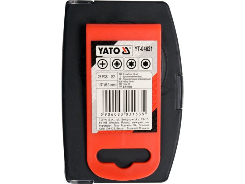 Набір біт ударних YATO YT-04621, PH/PZ/Torx/HEX, 1/4" HEX, 23 шт