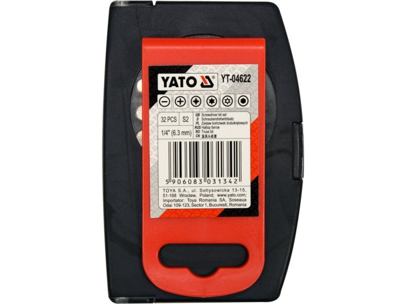 Набор бит YATO YT-04622, 6 профилей, 1/4", S2, 32 шт
